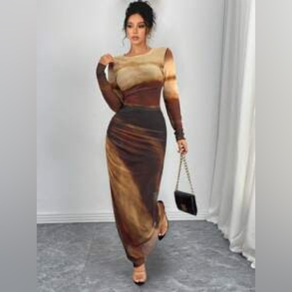 Rafferiza Large Tie Dye Tie Dye Ruched Form-Fitting Extra Long Dress Maxi Women